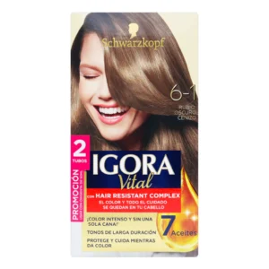 TINTE IGORA VITAL 6.1 RUBIO OSCURO CENIZO 2 TUBOS