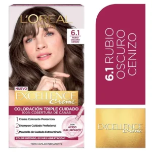 TINTE LOREAL EXCELLENCE 6.1 RUBIO OSCURO CENIZO KIT