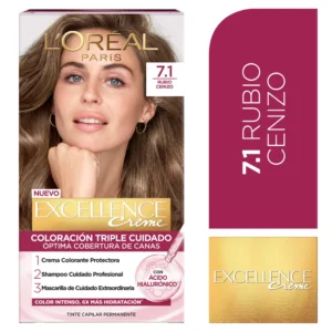 TINTE LOREAL EXCELLENCE 7.1 RUBIO CENIZO KIT
