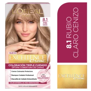 TINTE LOREAL EXCELLENCE 8.1 RUBIO CLARO CENIZO KIT